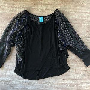 Flowy Boho Blouse Sleeved Sheer Mandala Yogi crop